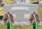 2 Sets Artificial Cemetery Flowers – Realistic Purple & Pink Rose Bouquets with Long Nail Vases, Non-Bleed Colors, Outdoor Grave Decorations for Memorials